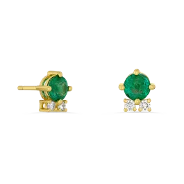 Brincos Primrose Ouro Amarelo, Esmeraldas E Diamantes