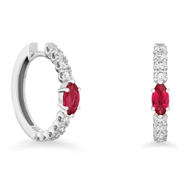 Brincos Diamantes E Rubis Marquise