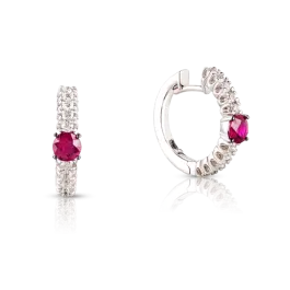 Brincos Ouro Branco, Diamantes E Rubis