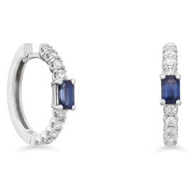 Brincos Diamantes E Safiras Azuis Esmeralda