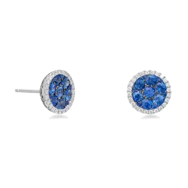 Brincos Diamantes E Safira Azul