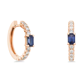 Brincos Ouro Rosa, Diamantes E Safiras Azuis