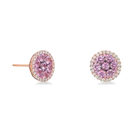 Brincos Diamantes E Safiras Rosa