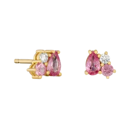 Brincos Gooseberry Ouro Rosa, Safiras Rosa E Diamantes