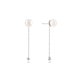 Brincos Love me Forever Ouro Branco, Pérolas E Diamantes