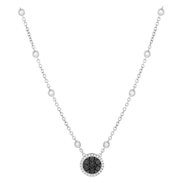 Colar Pendente Diamantes Pretos E Diamantes