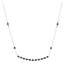 Colar Primrose Ouro Branco, Safira Azuis E Diamantes