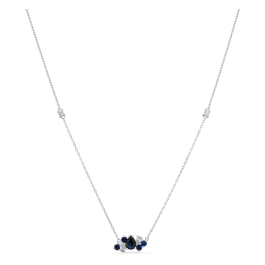 Colar Gooseberry Ouro Branco, Safiras Azuis E Diamantes