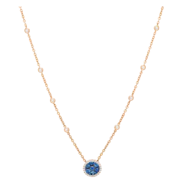 Colar Pendente Safiras Azuis E Diamantes