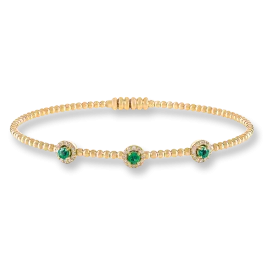 Pulseira Ouro Amarelo, Diamantes E Esmeraldas