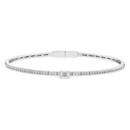 Pulseira Ouro Branco E Diamante Esmeralda