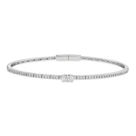 Pulseira Ouro Branco E Diamante Oval