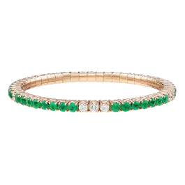 Pulseira Ouro Rosa, Diamantes E Esmeraldas