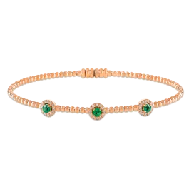 Pulseira Ouro Rosa, Esmeraldas E Diamantes
