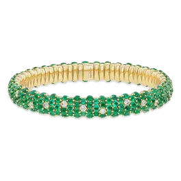 Pulseira Ouro Rosa Diamantes E Esmeralda