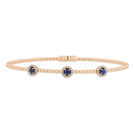 Pulseira 3 Safiras Azuis E Diamantes