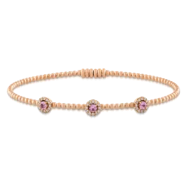 Pulseira Ouro Rosa, Diamantes E Safiras Rosa