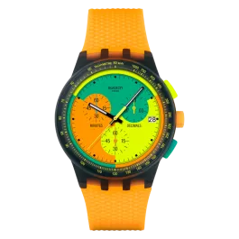 Relógio Swatch homem cronógrafo Laranja e Verde Neon