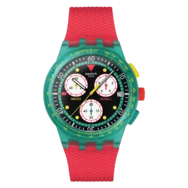 Relógio Swatch homem Cronógrafo verde e vermelho