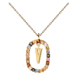 Colar Letra V Dourado