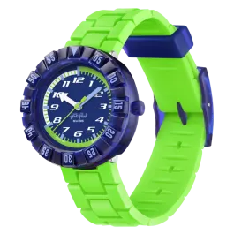 Relógio Flik Flak de criança verde e azul