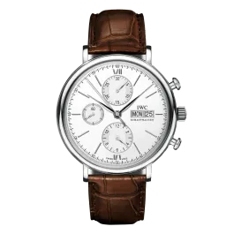 PORTOFINO CHRONO PRATA PELE CASTANHA