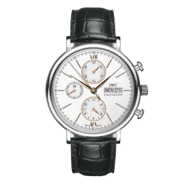 PORTOFINO CHRONO PRATA PELE CASTANHA