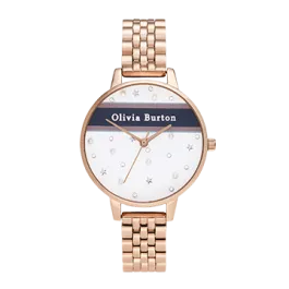 Relógio Varsity Aço Dourado Rosa e Cristais