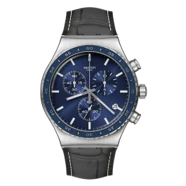 Relógio Swatch homem Cronógrafo Azul Aço Pele