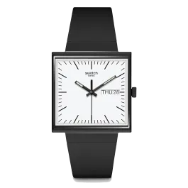 Relógio Swatch homem Preto e Branco Quadrado Data