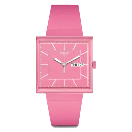 Relógio Swatch mulher Rosa Quadrado Data