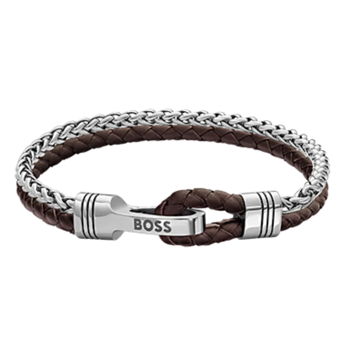 Pulseira Homem Aço e Pele Jaxon