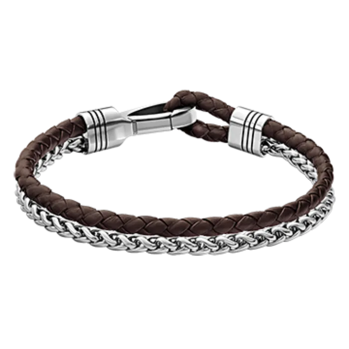 Pulseira Homem Aço e Pele Jaxon