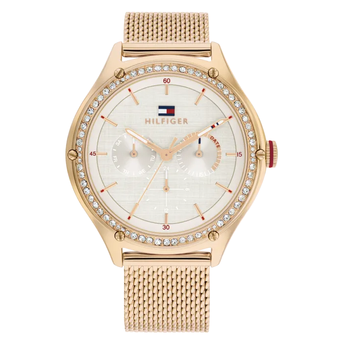 Relógio Mulher Aço Dourado Rosa