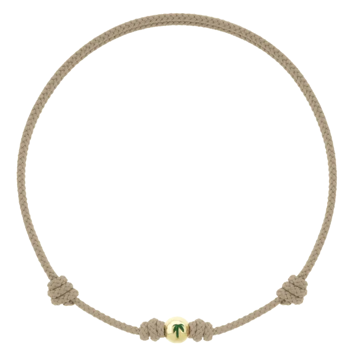 Pulseira Palm Tree Ouro Amarelo E Corda Taupe