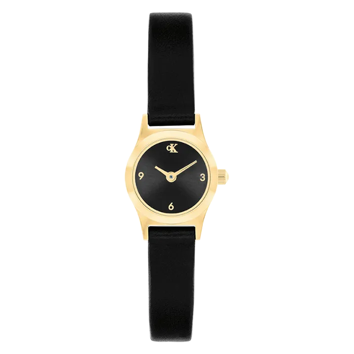 Relógio Senhora Preto e Dourado Pele