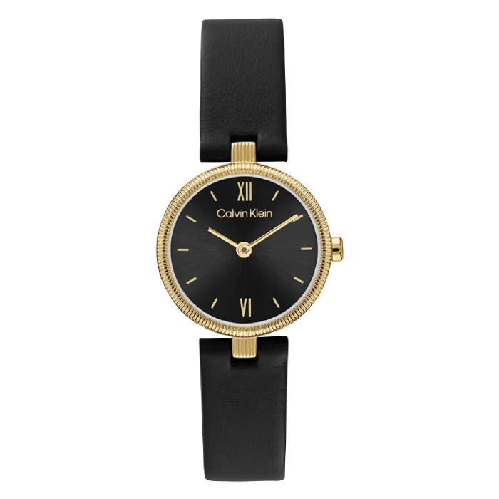 Relógio Senhora Preto e Dourado em Pele