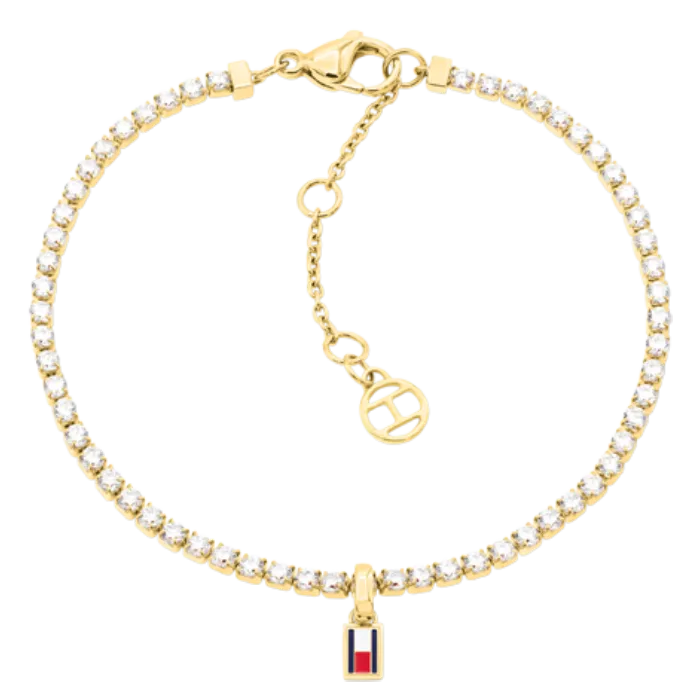 Pulseira Mulher Aço Dourado e Cristais