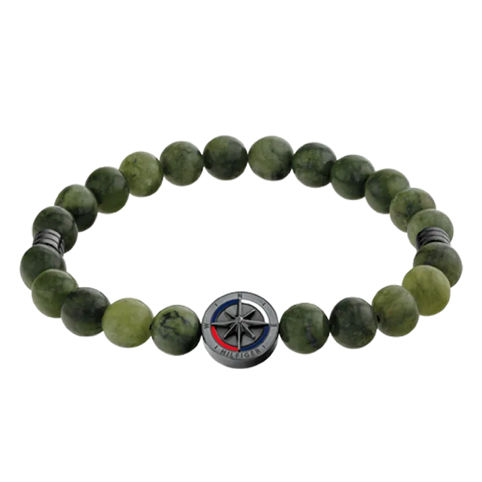 Pulseira Homem Aço IP Cinza e Jade