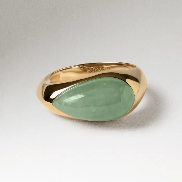 Anel Green Aventurine Luna Stamp