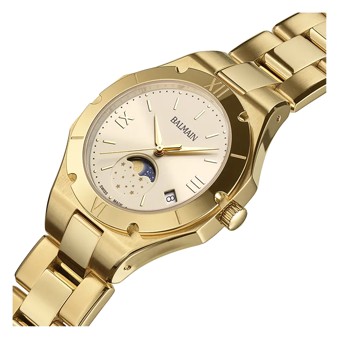 Relógio de Senhora Be Balmain Fases da Lua em PVD Dourado