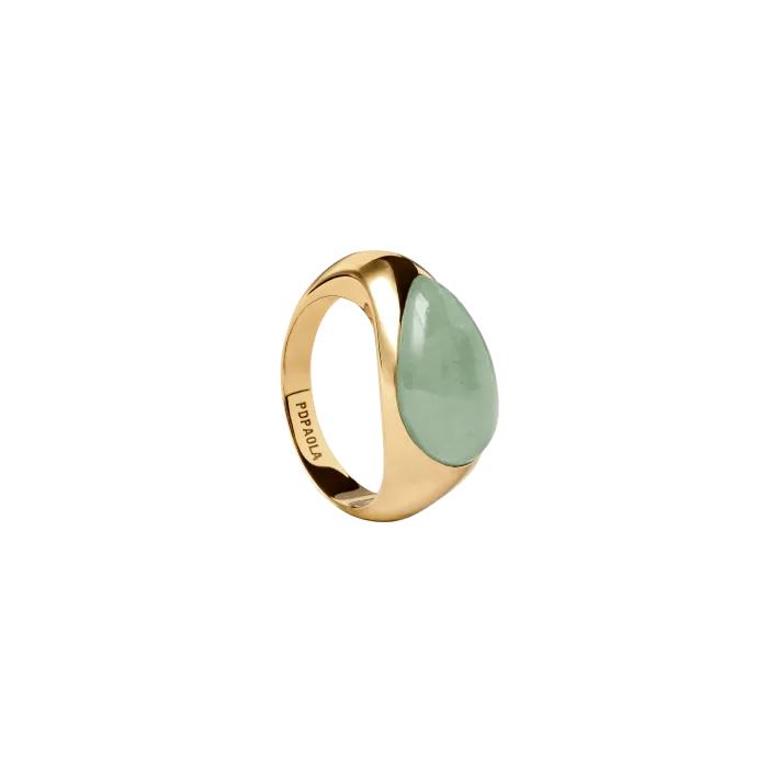 Anel Green Aventurine Luna Stamp