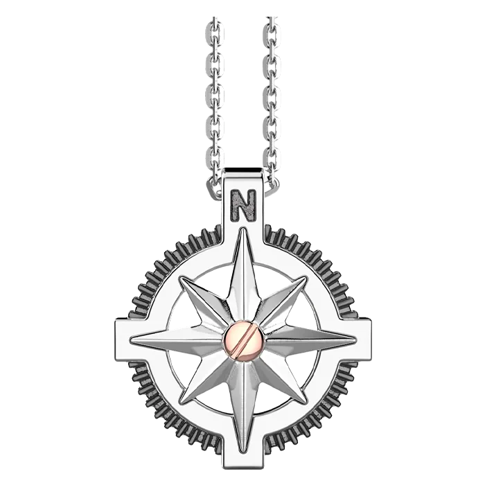 Colar Rosa dos Ventos Prata E Ouro Rosa