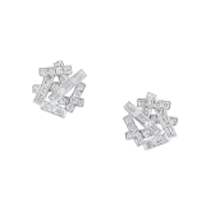Brincos Threads Ouro Branco e Diamantes