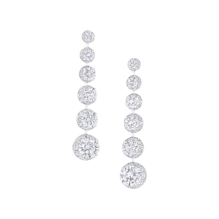Brincos Line Ouro Branco e Diamantes