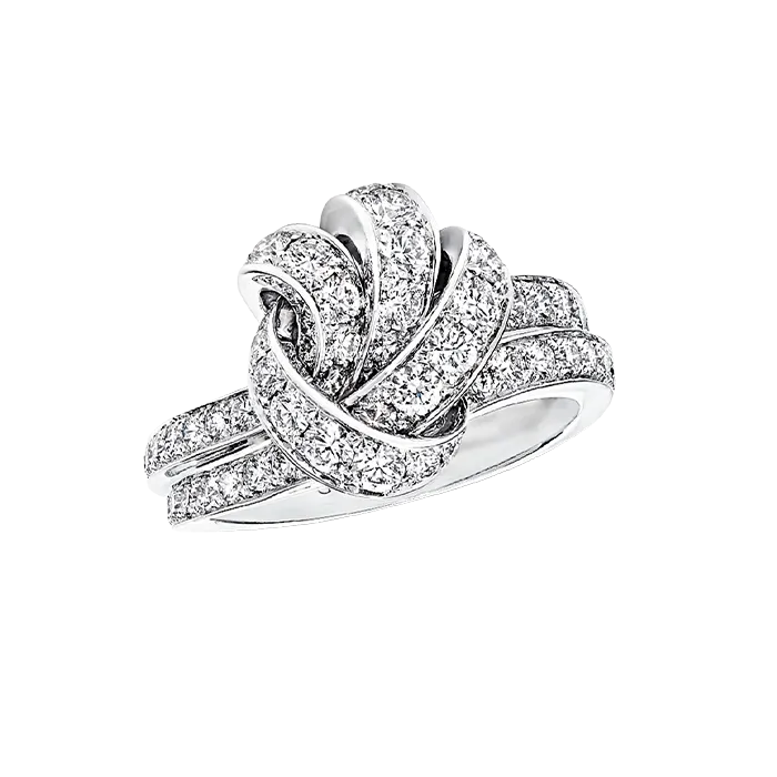Anel Knot Ouro Branco e Diamantes