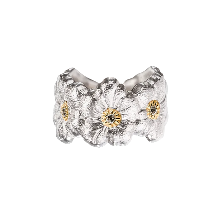Anel Blossoms Prata e Vermeil com Diamantes