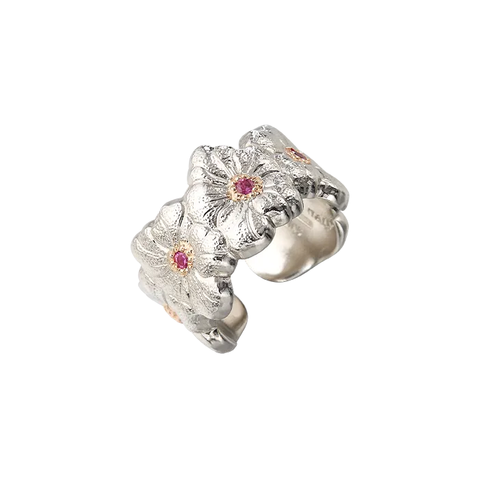 Anel Blossoms Eternelle Prata e Vermeil com Safiras Rosa