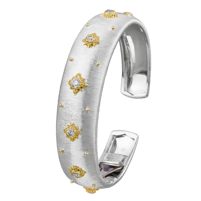 Pulseira Macri Ouro Branco, Ouro Amarelo e Diamantes