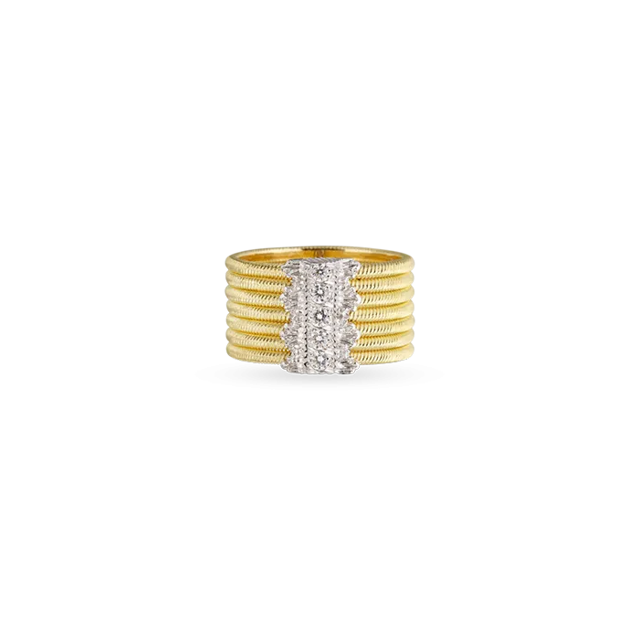 Anel Hawaii Ouro Amarelo, Ouro Branco E Diamantes